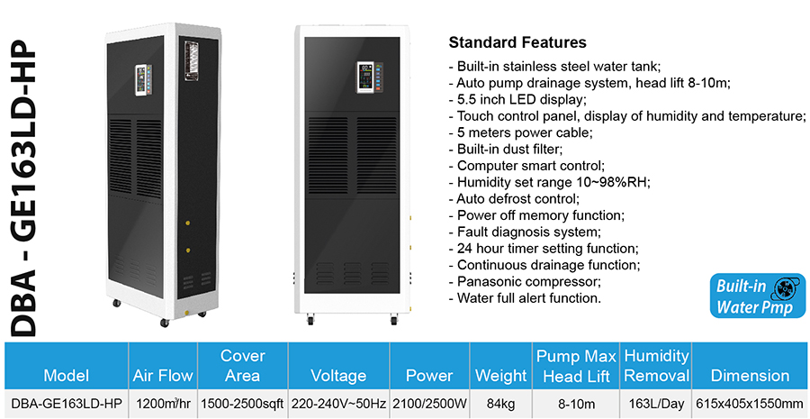 租／售DBA超強抽濕防腐工廠用除濕機DBA-GE163LD-HP-SPEC