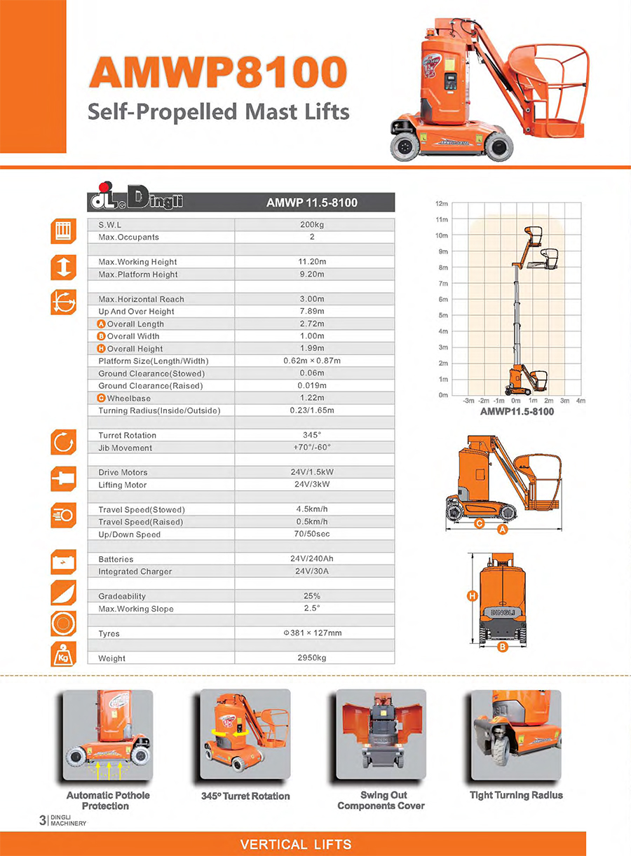 Dingli-AMWP11．5-8100直臂式升降台​產品Catalog