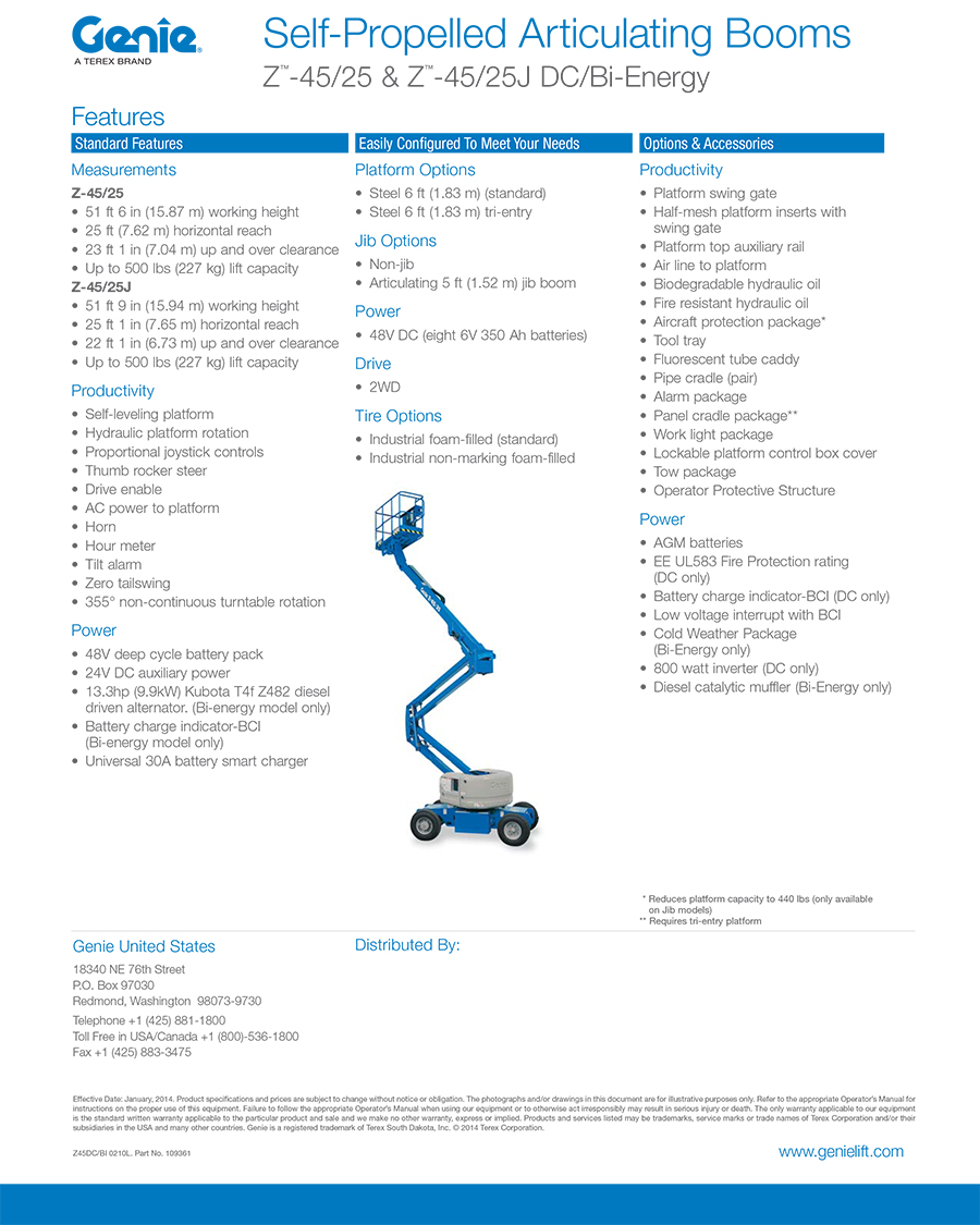 GENIE-Z45／25J曲臂式高空作業車​​產品Catalog2