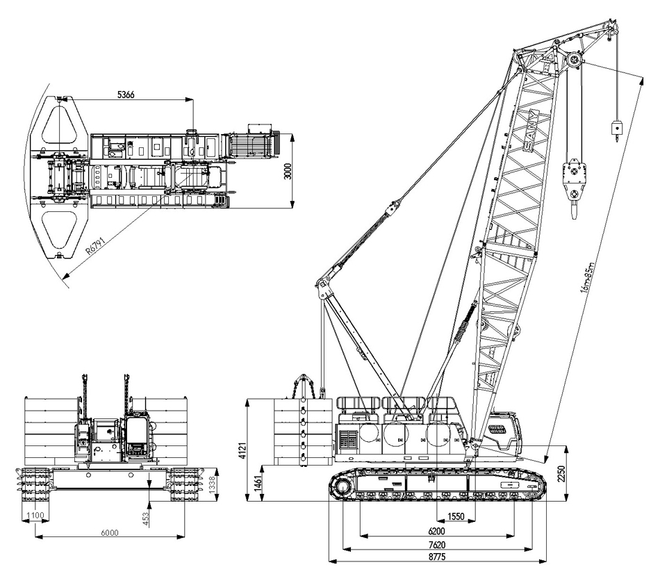 SANY三一200噸履帶式起重吊機-SCC2000A-豬籠臂吊機日租月租價錢-地盤重型吊機出租-Crawler-Crane-香港租大吊機公司4