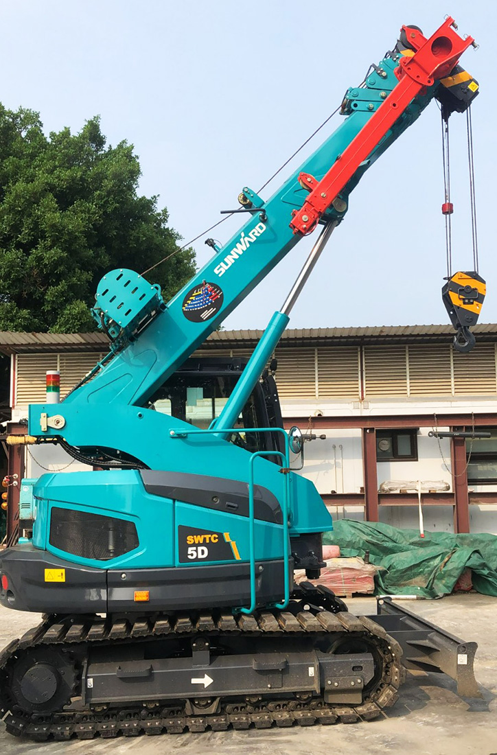 租賃Sunward山河5噸小型履帶伸縮臂吊機SWTC5D-Mini-Crawler-Crane-租渠務工程鏈板吊機-租泳池工程機械-租建築機械建機-Construction-Machinery重型機械出租